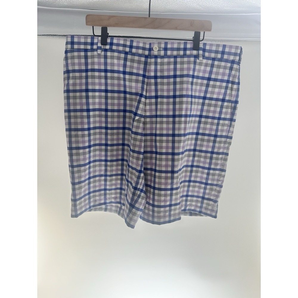 Men's Plaid Casual Shorts –‎ Blue, Purple & White – Size 40